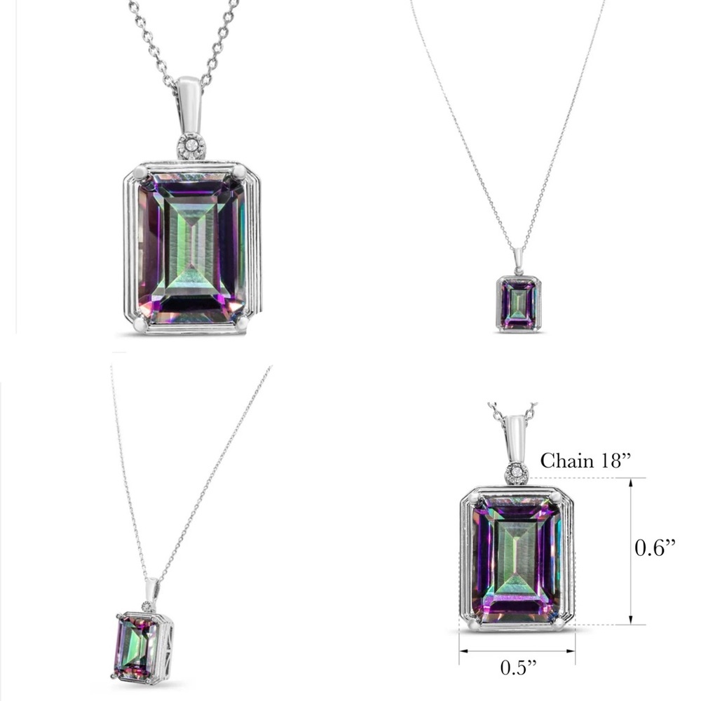 Stunning 10 Carat Mystic Topaz Necklace with Diamond Accent - Picture 15 of 16